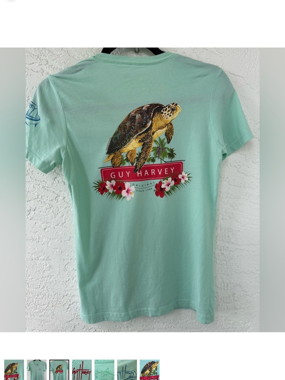 Guy Harvey Mint Green Tee with Turtle Graphic